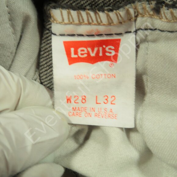 Vintage Levis 705 Jeans Womens 28 Black Acid Wash Student Straight Fit Punk 80s - Picture 4 of 8